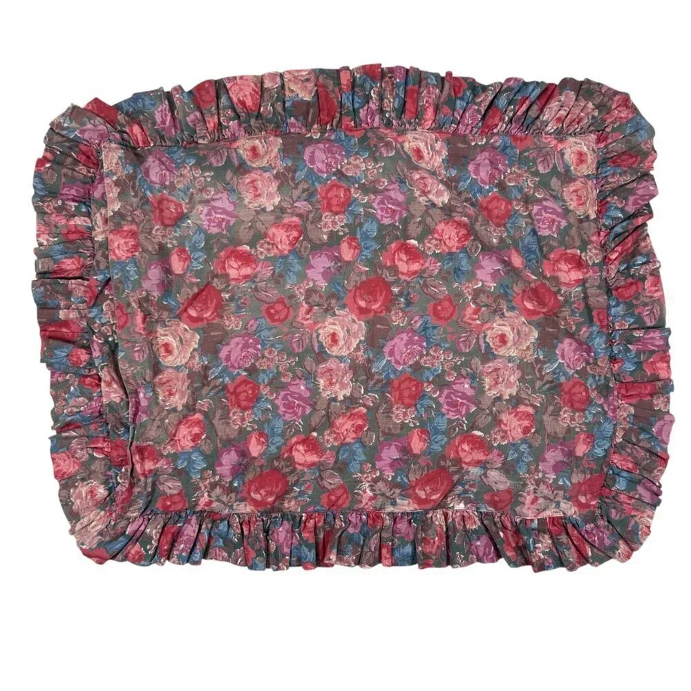Floral Cottagecore Pillow Shams Set of 2 Ruffle Fem Country Farmhouse